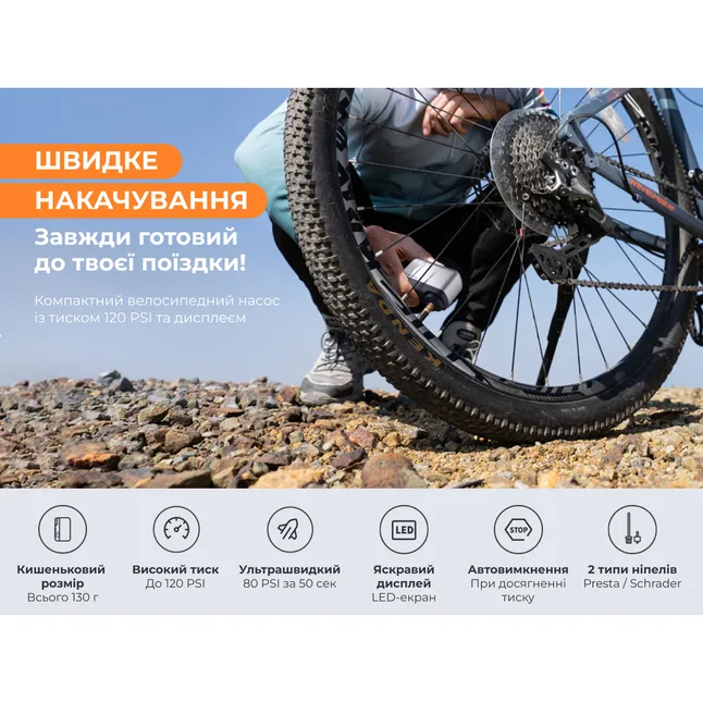 Велосипедный мини насос электрический Flextail Tiny Bike Pump Pro, 120 PSI — Photo 44
