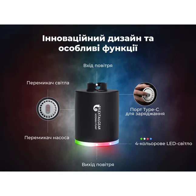 Розкурювач для кальяну Flextail Hookah Pump, чорний — Photo 3