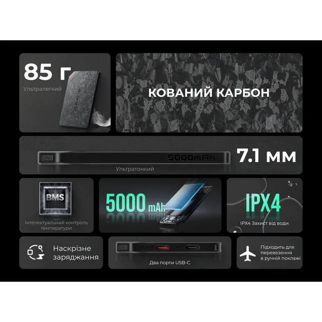 УМБ Flextail powerbank Zero Power 5000 mAh, 22,5W, 3A, Fast Charge — Photo 7